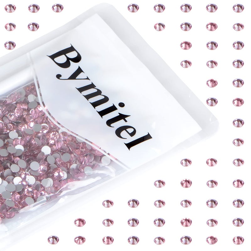 Bymitel 1440PCS Art Nail Rhinestones non Hotfix Glue Fix Round Crystals Glass Flatback for DIY Jewelry Making with one Picking Pen (ss20 1440pcs  Lt. Rose) - Image 3